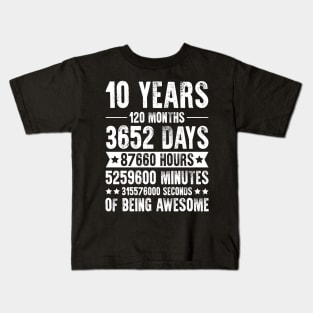 10 Years 120 Months Of Being Awesome Birthday Kids T-Shirt